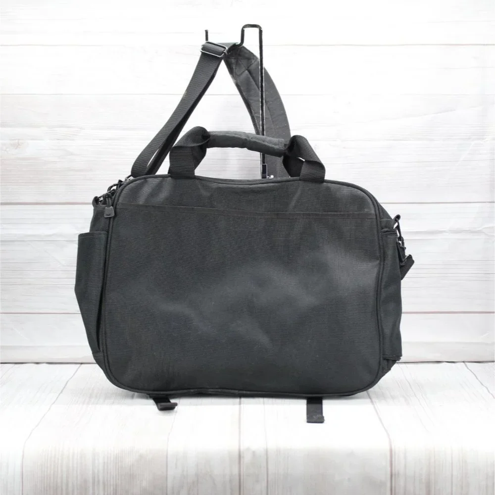 LL Bean Black Nylon Zippered Padded Handle Laptop Carryall Briefcase Bag